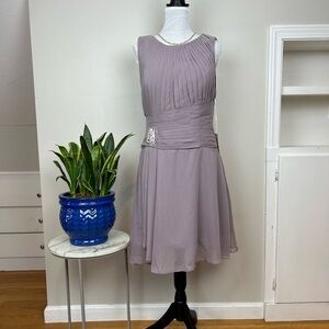 NWT Dusty Mauve Taupe Chiffon Party Dress Formal Special Occasion Wedding Prom
